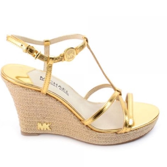 Michael Kors Kami Wedge Sandal in Pale Gold - Picture 1 of 6